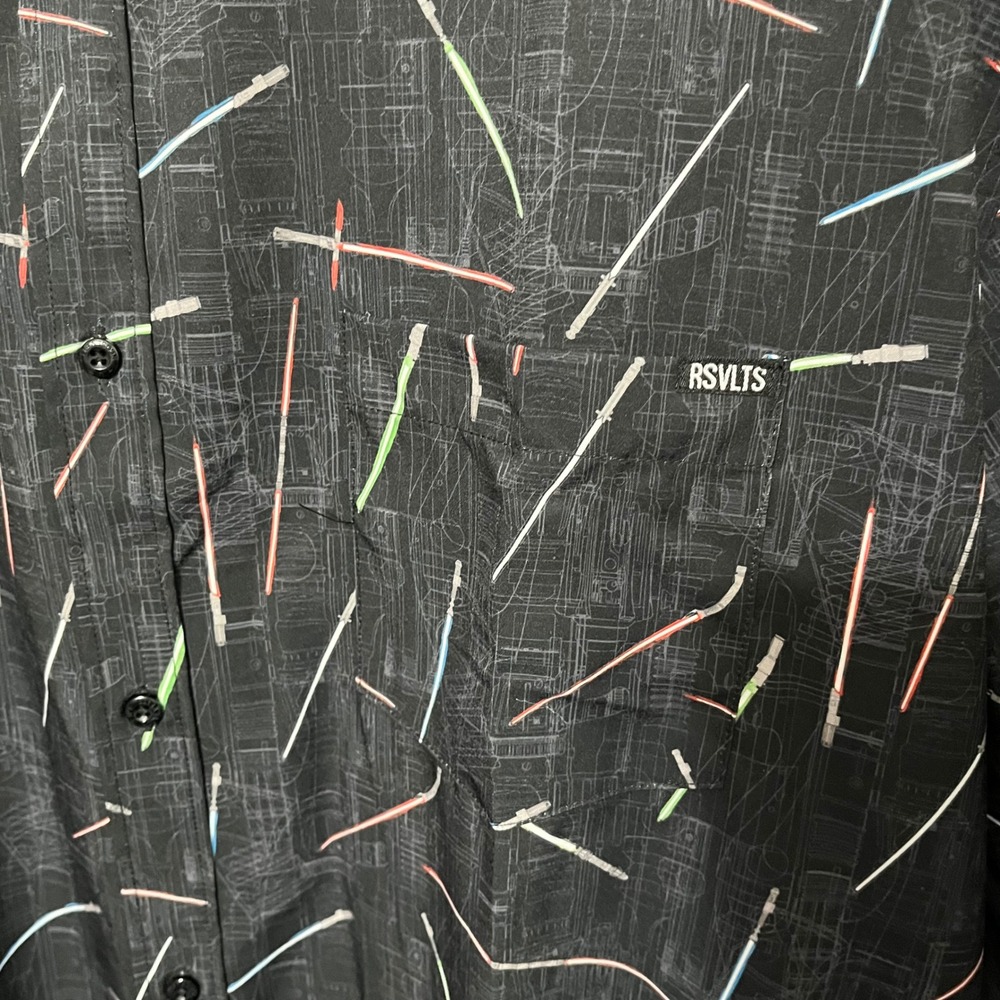 RSVLTS Star Wars Lightsabers Button Up Shirt Kunuflex Mens Size 4XL - Picture 5 of 12